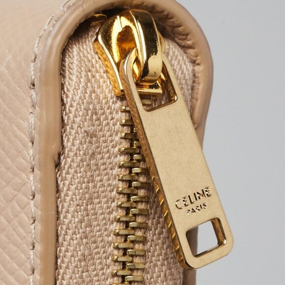 Celine Beige Pebbled Leather Zip Multifunction Wallet - Picture 5 of 9